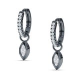 Marquise Drop Dangle Hoop Earring Cubic Zirconia 925 Sterling Silver