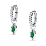 Marquise Drop Dangle Hoop Earring Cubic Zirconia 925 Sterling Silver