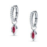 Marquise Drop Dangle Hoop Earring Cubic Zirconia 925 Sterling Silver