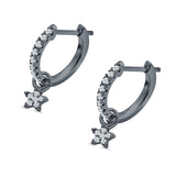 Star Cluster Charm Huggie Hoop Earring Cubic Zirconia 925 Sterling Silver