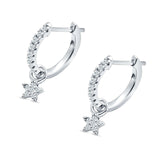 Star Cluster Charm Huggie Hoop Earring Cubic Zirconia 925 Sterling Silver