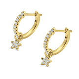 Star Cluster Charm Huggie Hoop Earring Cubic Zirconia 925 Sterling Silver