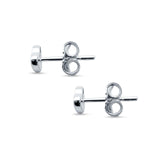 Minimalist Heart Shaped Round Cubic Zirconia Stud Earring 925 Sterling Silver