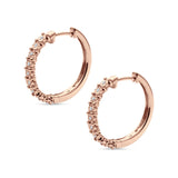Round Engraved Flower Huggie Hoop Earring Cubic Zirconia 925 Sterling Silver