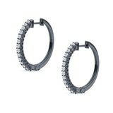 Round Cubic Zirconia Eternity Stone Huggie Hoop Earring 925 Sterling Silver