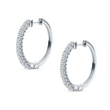 Round Cubic Zirconia Eternity Stone Huggie Hoop Earring 925 Sterling Silver