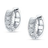 Round & Princess Cut Cubic Zirconia Huggie Hoop Earring 925 Sterling Silver