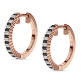 Baguette Cubic Zirconia Half Eternity Huggie Hoop Earring 925 Sterling Silver