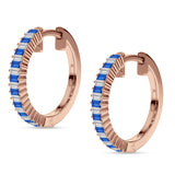Baguette Cubic Zirconia Half Eternity Huggie Hoop Earring 925 Sterling Silver