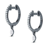 Marquise Charm Huggie Hoop Earring Cubic Zirconia 925 Sterling Silver