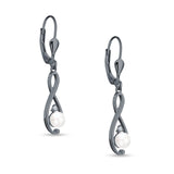 Music Note Infinity Style Leverback Earring Cubic Zirconia 925 Sterling Silver