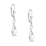 Music Note Infinity Style Leverback Earring Cubic Zirconia 925 Sterling Silver