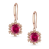 Round Cubic Zirconia Flower Heart Designer Fishhook Earring 925 Sterling Silver