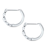 Twisted Infinity Round Cubic Zirconia Huggie Hoop Earring 925 Sterling Silver