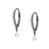 Round & Pear Teardrop CZ Dangle Hoop Leverback Earrings 925 Sterling Silver
