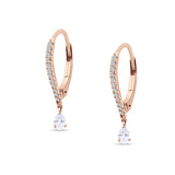 Round & Pear Teardrop CZ Dangle Hoop Leverback Earrings 925 Sterling Silver