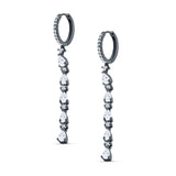 Drop Dangle Oblong Hoop Earring Pear Cubic Zirconia 925 Sterling Silver
