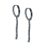 Round 39mm Drop Dangle Hoop Earring Cubic Zirconia 925 Sterling Silver
