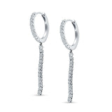 Round 39mm Drop Dangle Hoop Earring Cubic Zirconia 925 Sterling Silver