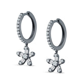 Dangle Drop Floral Star Hoop Earrings Cubic Zirconia 925 Sterling Silver