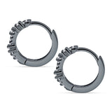Minimalist 12.7mm Round Cubic Zirconia Hoop Earrings 925 Sterling Silver