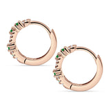 Minimalist 12.7mm Round CZ & Green Emerald CZ Hoop Earrings 925 Sterling Silver