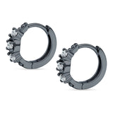 Minimalist 12mm Round Cubic Zirconia Trio Hoop Earrings 925 Sterling Silver