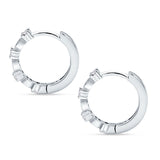 Minimalist 18mm Round Cluster Cubic Zirconia Hoop Earrings 925 Sterling Silver