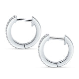 Emerald Cut 12mm Blue Sapphire CZ Hoop Earrings 925 Sterling Silver