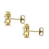 Floral 10.3mm Multistone Stud Earrings Cubic Zirconia 925 Sterling Silver