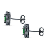 Floral 10.3mm Multistone Stud Earrings Green Emerald CZ 925 Sterling Silver