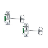 Floral 10.3mm Multistone Stud Earrings Green Emerald CZ 925 Sterling Silver