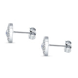 Minimalist 6mm Evil Eye Stud Earrings  Blue Sapphire CZ 925 Sterling Silver