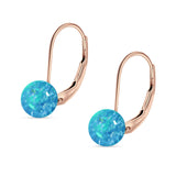 Round 8mm Lab Created Opal Leverback Earrings 925 Sterling Silver