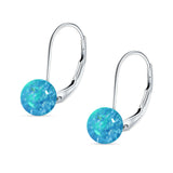 Round 8mm Lab Created Opal Leverback Earrings 925 Sterling Silver