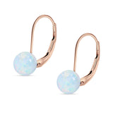Round 8mm Lab Created Opal Leverback Earrings 925 Sterling Silver