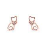Heart Cat Stud Earring