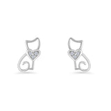 Heart Cat Stud Earring