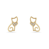 Heart Cat Stud Earring