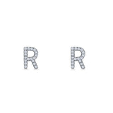 Initial R Stud Earrings