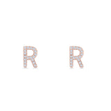 Initial R Stud Earrings