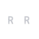 Initial R Stud Earrings