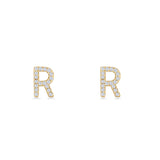 Initial R Stud Earrings