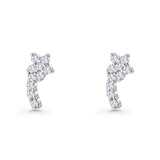 Minimalist 10mm Flower Stud Earrings Cubic Zirconia 925 Sterling Silver