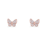 Butterfly Stud Earrings 6mm Cubic Zirconia 925 Sterling Silver