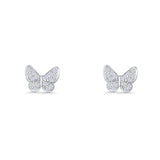 Butterfly Stud Earrings 6mm Cubic Zirconia 925 Sterling Silver