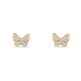 Butterfly Stud Earrings 6mm Cubic Zirconia 925 Sterling Silver