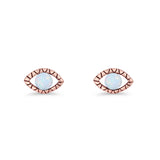 Eyelashes Eye Stud Earring 4.8mm Lab Created Opal Oxidized 925 Sterling Silver