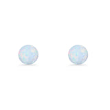Round 7mm Lab Created Opal Solitaire Stud Earring 925 Sterling Silver