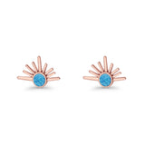 Round 7.5mm Sunset Stud Earring Lab Created Opal 925 Sterling Silver